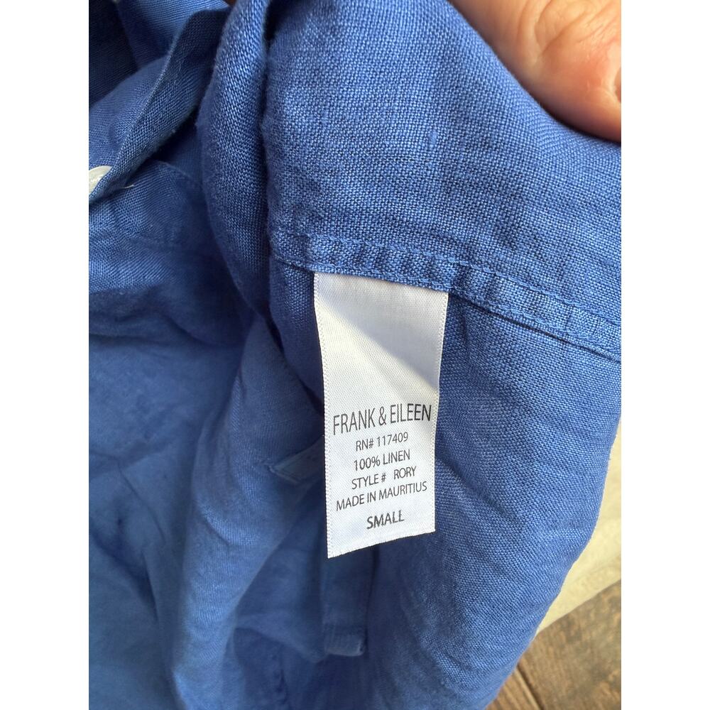 Frank & Eileen Rory Linen Maxi Dress Washed Cabo Blue Button Minimlist S - Picture 3 of 4